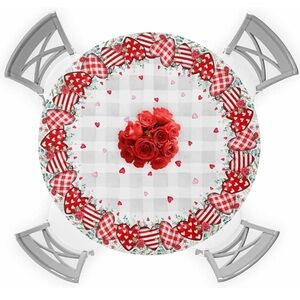 Valentine's Day Round Fitted Tablecloth, fit 36” to 44’round diameter,